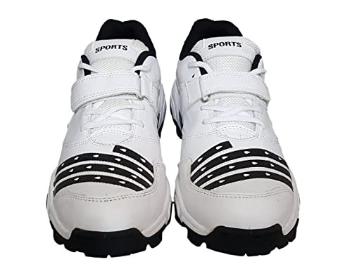 Hitmax Men's Sports Cs.765 Rubber Spikes Cricket Shoes 10 Us White #TOP3