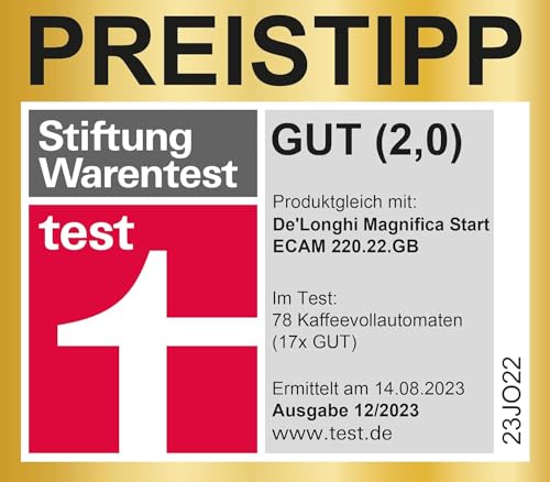 Foto von De'Longhi Magnifica Start ECAM222.20.B, Kaffeevollautomat mit Milchaufschäumdüse, für Cappuccino, mit Espresso-Direktwahltase und 2x Espresso Funktion, 13-stufiges Kegelmahlwerk, 1450 W, Schwarz