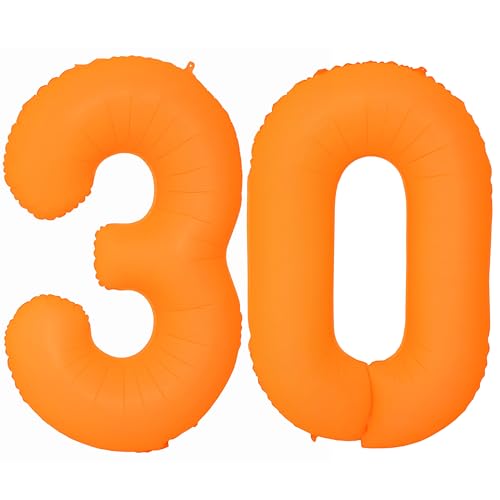 Orange Birthday Number 30 Balloon 40IN Fluorescent Orange 30 Balloon