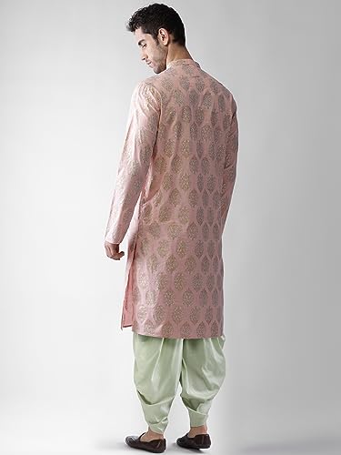 Image of KISAH Men's Kurta Dhoti Set, Cotton Blend, Printed Mandarin Colla Regular Fitr Long Sleeves