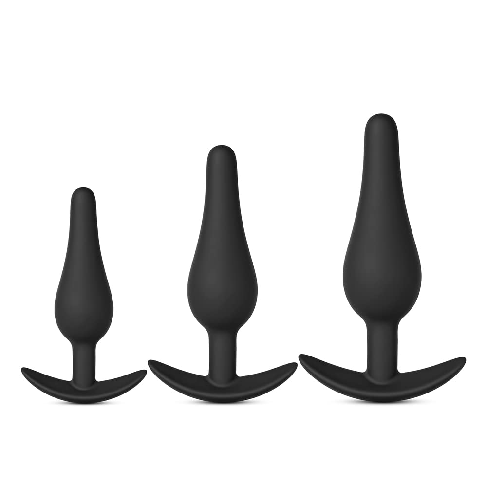 BeHorny Premium Grade Silicone Triple Butt Plug Set, Black
