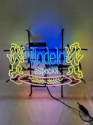Neon Signs for Wall Decor New 20x24inch Compatible For Modelos Especial Beer Sign Man Cave Bar Pub Beer Lamp Real Glass Light Neon Tubing