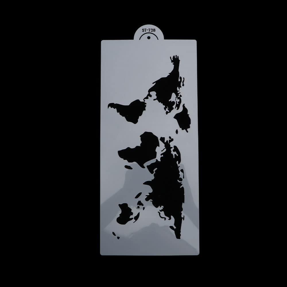 World Map Design Cake Stencil, Plastic Hollow Printing Cake Decorative Flower Edge Border Drawing Molding Lace Decoration Dessert Decorating Stencil