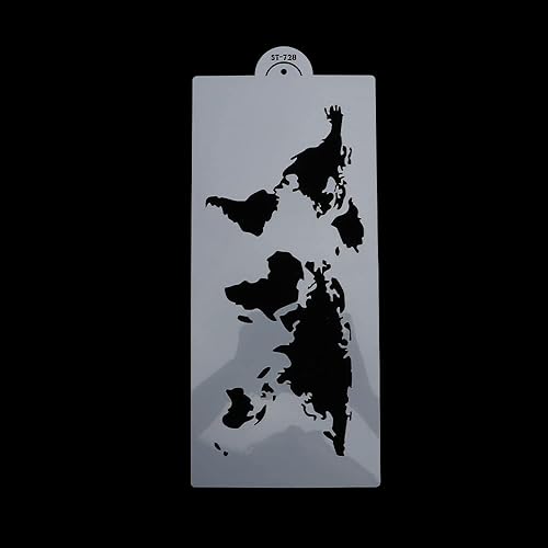 Miniatura 4 de Plantilla de pastel de diseño de mapa mundial, plantilla de plástico hueco de impresión de pastel decorativo borde de flor, moldura de dibujo,