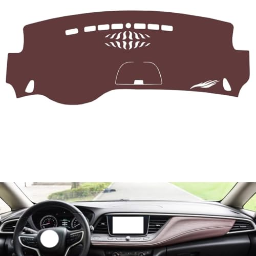 Anti-Slip Sun-Proof Dashboard Cover Compatible with Buick GL6 2018-2019, Premium Leather (Brown)