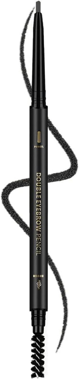 Black Eyebrow Pencil for Women, Premium Eye Brow Pencil with Spoolie Brush, Longwearing for Perfect Brows, Professional, Precision, Defines, Universal Waterproof Double-ended Eyebrow Pen