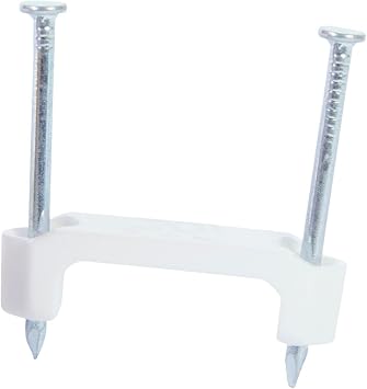 Gardner Bender PS-75 Insulated Staples, 34 Inch, Secures Romex, UF & NM Non-Metalic Cable, Polyethylene - UV Resistant, Splinter Free, 50 Pk, White