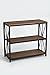 Dark Coffee Black Metal Frame 3-Tier Console Table Bookcase Bookshelf