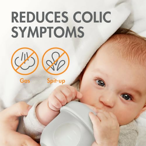 Image of Boon Nursh Bottles - Slow Flow - Silicone Baby Bottles Help Ease Colic Symptoms - Formula and Breast Milk Only Touch Platinum Food-Safe Silicone - Gray - 0-3 Months - 3 Count - 4 Ounce