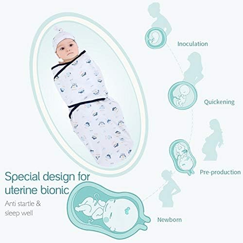 HINATAA 2 Pack Baby Swaddle Wrap Newborn Babies Swaddling Sack, 0-3 Months 100% Soft Breathable Cotton Swaddles Unisex (Star)