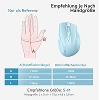 TECKNET Bluetooth Maus, Wiederaufladbare Maus Kabellos(DREI Modi: BT 5.0/3.0 + 2.4G), 4800 DPI, Ergonomische Leise Funkmaus für Laptops, Mac OS, Android, Windows, Himmelblau – Ansicht 6