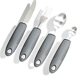 Zynaxir 4-Piece Adaptive Utensils Set for Parkinson's, Hand Tremors & Arthritis - Weighted Utensil with Wide Non-Slip Handles,Easy Grip Adaptive Cutlery Stainless Steel for Disabled Elderly & Adults