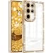 Produktbild Eherui Glitzer Hülle für Samsung Galaxy S25 Ultra,Kristall Luxus Glänzend Diamant Handyhülle,Silikon TPU Weich Transparent Rückseite mit Kameraschutz,Stoßfeste Case für Samsung S25 Ultra,Gold