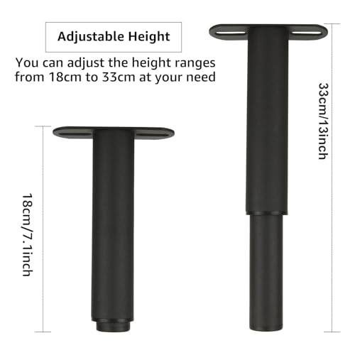 YOUNTHYE 4PCS Bed Legs Adjustable, Metal Furniture Support Legs Heavy Duty, (7inch -13inch), Adjustable Furniture Legs for Cabinet Sofa Bed Frame Replacement Parts - Thumbnail 4
