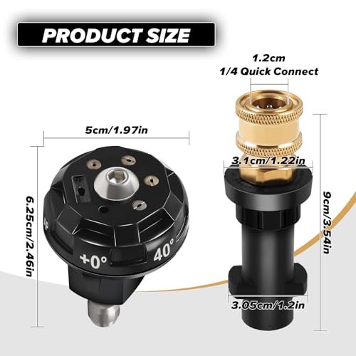 MaxAwe 6-in-1 High Pressure Rotating Turbo Nozzle Adapter for Karcher K2 K3 K4 K5 K6 K7, 1/4 Inch Quick Connect Socket Brass for Duct Hoses, Multifunctional Adjustable Foam Lance Pressure Washer Gun - Image 2
