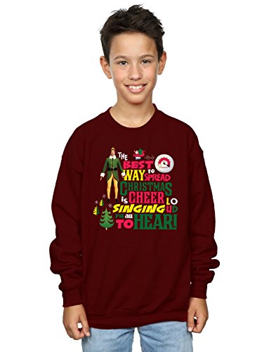 Elf Boys Christmas Cheer Sweatshirt 7-8 Years Burgundy
