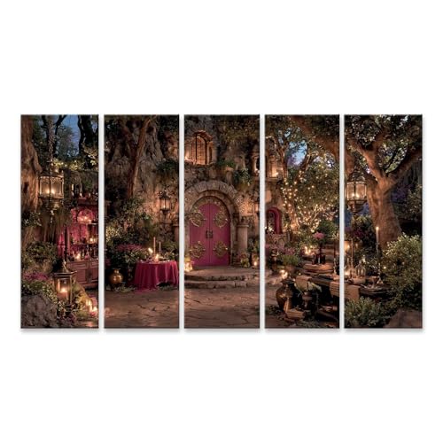 Tableau sur toile Mystique Porte de montagne déco murale XXL salon 5 pièces