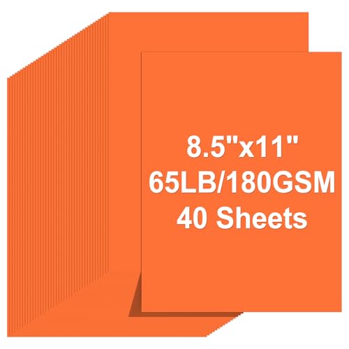Cardstock 8.5 X 11 40 Sheets Pumpkin Orange Card Stock 65lb/ 180gsm Copy Paper Cardstock Printer Paper for Art Drawing Invitations DIY Cards Craft Construction School & Office Supplie