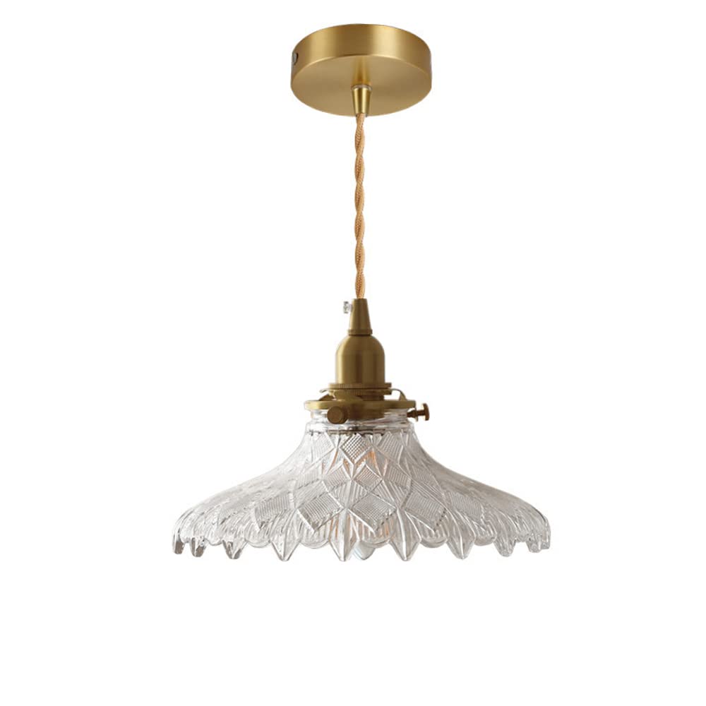 LYMSXAZOU Dome Shaped Clear Glass Pendant Light Simple Hanging Fixture Single Chandelier for Kitchen Island Dining Room Restaurant & Hotel Lighting