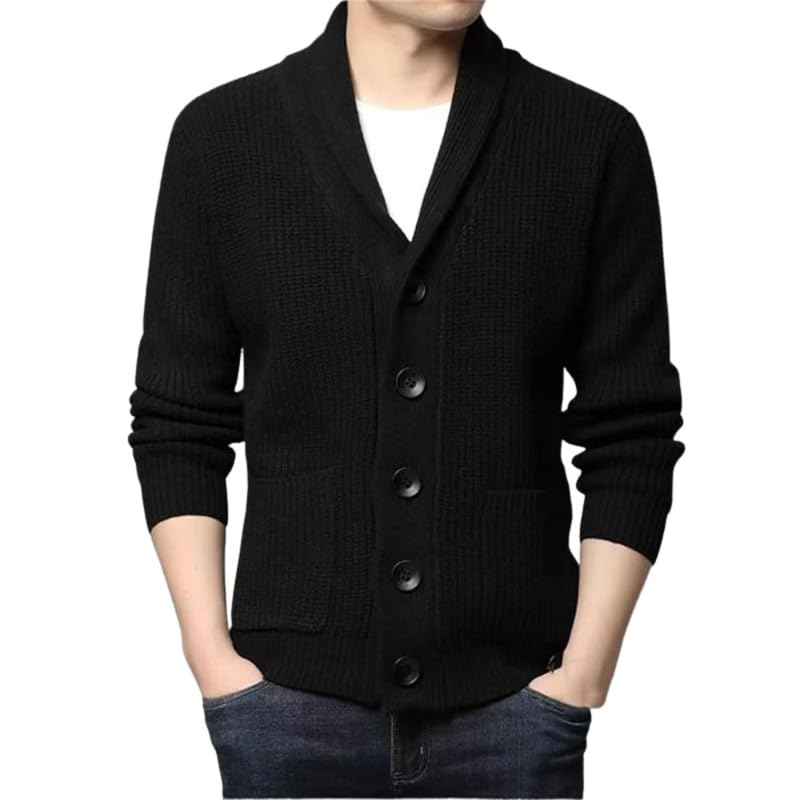 fizzoqi Men's Wool Blend Turn-Down Collar Buttoned Cardigan Sweater for Autumn and Winter-picture-27