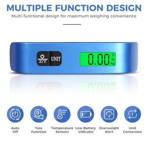Image of BAGAIL Digital Luggage Scale, 110lbs Hanging Baggage Scale with Backlit LCD Display, Portable Suitcase Weighing Scale, Travel Luggage Weight Scale with Hook, Strong Straps for Travelers