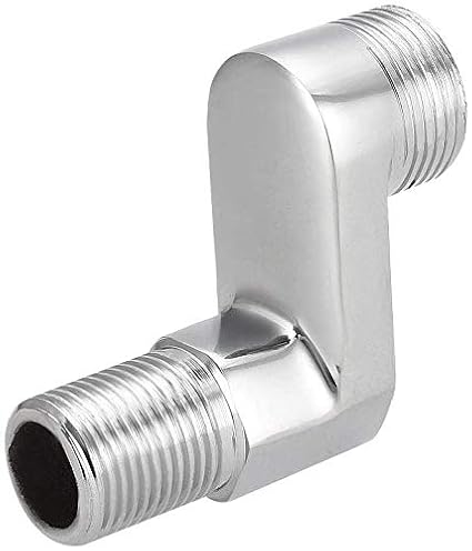 MroMax 66mm Height Brass Clawfoot Bathtub Adapter Shower Faucet Adjustable Swing Arms G1/2-G3/4 Wall Mount Replacement Part Silver Tone 1Pcs