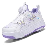 Zapatos con Ruedas Zapatillas con Dos Ruedas para niños y niña Skateboarding Zapatos Bambas con Ruedas Regalo Creativo de Navidad y cumpleaños,29 EU
