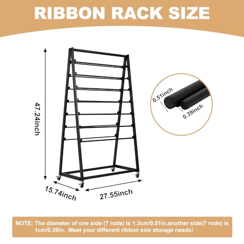 ikare Ribbon Holder,Ribbon Organizer,15 Tier Ribbon Holder Organizer Rack,Double-Sided Gift Wrapping Craft Ribbon Storage Shelf for Craft Room Cake Shop Flower Store,Black by ikare - Image 4