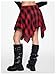 Verdusa Women's Y2k Goth Grunge Plaid Skirts Tie Vintage Asymmetrical Flowy Pleated Mini Skater Skirt Red X-Large