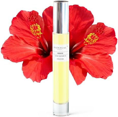 Scentual Fragrances, Luxury Perfume Oil, Ultra-Concentrated Women Roll-On Fragrance Oil, Long Lasting Rollerball Travel Mini Perfume, Vegan, Alcohol & Cruelty Free 10ml (HibisKiss)