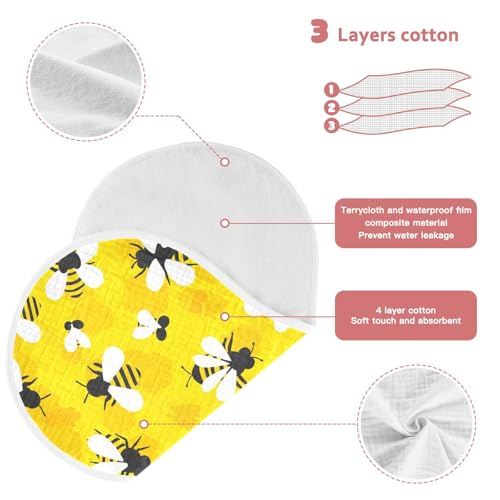 2 Pack Muslin Burp Cloths Bee Yellow Cotton Baby Burp Cloths Ultra Absorbent and Soft Burping Cloth for Newborn Boys Girls, Large 22" x 11"3