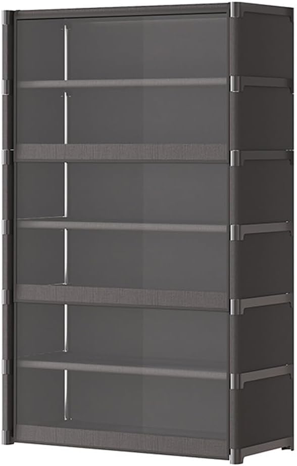 7-Tier Shoe Rack Cabinet with Clear Flip Doors - Dust-Proof Storage Organizer with Removable Shelves, Multipurpose Unit for Shoes, Bags, Toys & Clothes(Black)