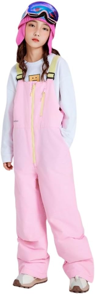 Snow Bibs for Kids Waterproof Loose Ski Pants for Boys and Girls Insulated Snowboard Bibs