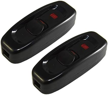 Light Switch, 2Pcs Appliance Switch ON/Off Inline Cord Switch with LED Indicator for Table Lamp Desk Light or Bed Lamp AC 250V 10A (Black)
