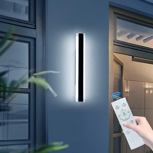 23.6inch Modern Outdoor Light Fixture, 3000K-6000K Dimmable Wall Sconce, IP65 Waterproof Linear Exterior LED Lights with Remote Control, Long Strip Garage Lighting Outside for Porch, Patio, Yard by Daoseolo - Used condition - US$33.59