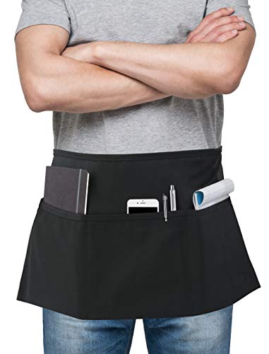 Utopia Waist Apron With 3 Pockets, 12-Pack, Black #TOP2