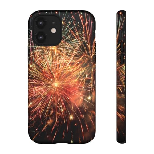 Coque rigide mate pour iPhone 12 motif feu d'artifice