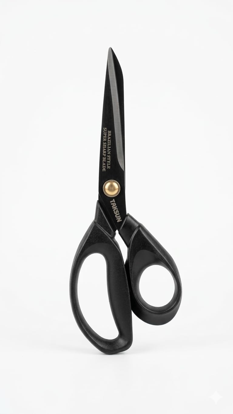 Taksun GL606 9 1/4 İnç (23.5 cm) Profesyonel Ağır Hizmet Tipi Çok Amaçlı Makas – Brezilya Stili Ultra Keskin Paslanmaz Çelik, Altın Vida Detaylı Terzi, Kumaş, Deri, Kağıt ve El Sanatları Makas
