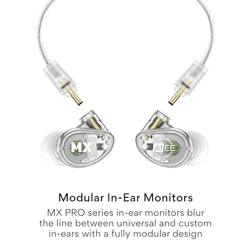 Image of MEE audio Professional MX2 PRO Dual-Driver Hybrid Musician's in Ear Monitor Headphones with Dedicated Subwoofer for Realistic Bass, Noise Isolating Earphones with Detachable Cables, Transparent
