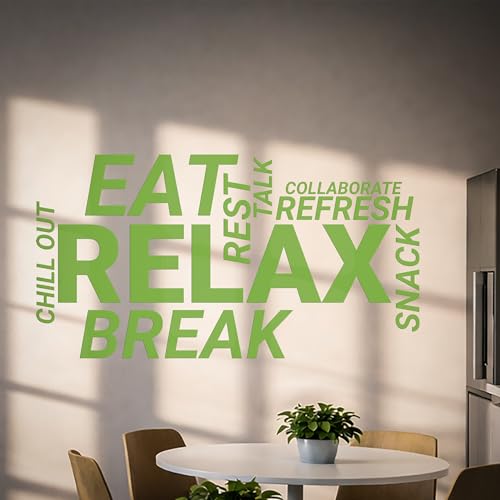 Vinyl Wall Decal Break Room Office Words Cloud Kitchen Relax Lounge Area Decoration Snack Bar Idea Stickers Mural Large Decor (ig6013) Black