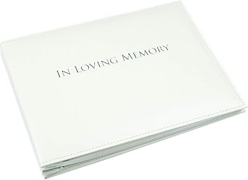 in Loving Memory Condolence Book - 50 Loose Leaf Pages with Silver Gilt Edges & Storage Box - Memorial Guest Book with 750 Message Lines & Keepsake Pocket - for Funeral Services White, 265x195mm