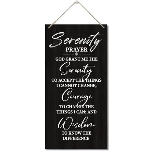 Serenity Prayer Sign, Printed Wood Plaque Sign Wall Hanging, Christian Decor Wood Sign Gift, God Grant Me The Serenity Wall Decor Framed, Farmhouse Live Room Bedroom Decor Wall Art Sign 12" x 6" B