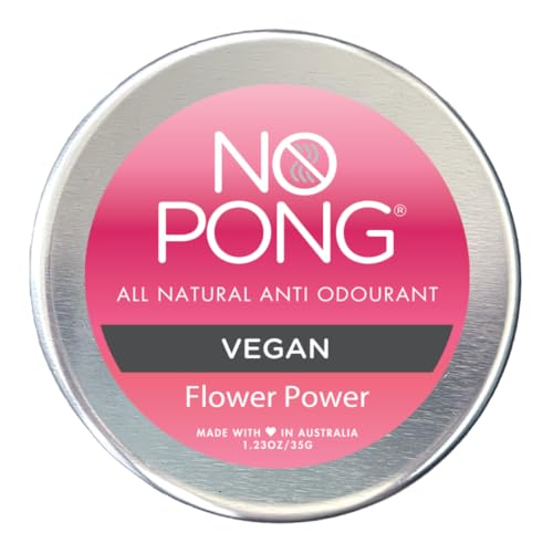 No Pong Flower Power Vegan All-Natural Deodorant, Cream Deodorant, Paraben-Free, Aluminium-Free, Plastic-Free, 35g