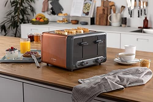 Bosch DesignLine Plus TAT4P449GB 4 Slot Stainless Steel Toaster with variable controls - Copper