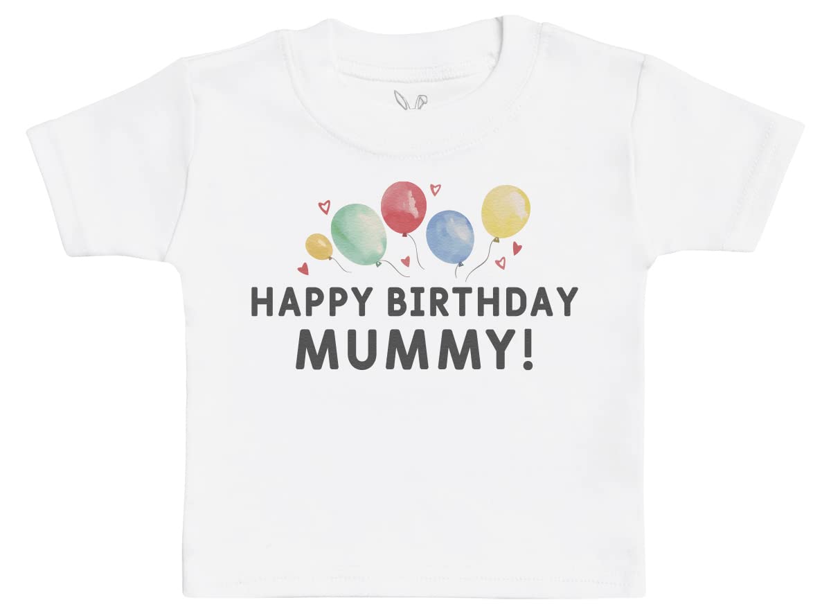 Baby Bunny Men's White Happy Birthday Mummy Baby T-Shirt Baby Boy T-Shirt, Baby Girl T-Shirt - 6-12 Months