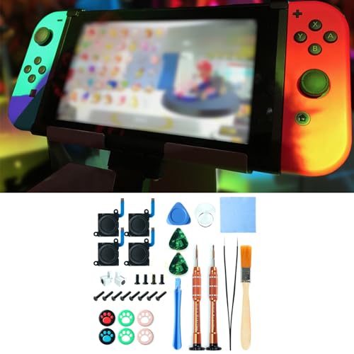 Remplacement du joystick pour Switch Kit d ' outils de réparation de joystick analogique 34 en 1 avec capuchons de poignée de pouce, jeu de tournevis, capuchons de champignon conducteurs en – vue 2
