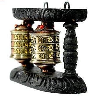 WALL HANGING TIBETAN PRAYER WHEEL - 2 IN 1 WOODEN HANDCARVED FROM NEPAL
