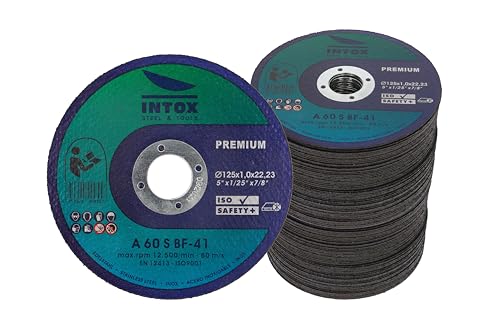INTOX Discos de corte 125 mm x 1,0 mm, 100 unidades, acero inoxidable y acero inoxidable
