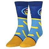 Crazy Socks - Kraft Macaroni & Cheese Crew Socks - Licensed Cheesy Socks - Size Large for Men & Women- Fun Novelty Snack Food Merch - Cozy Daily Wear - Colorful Mac and Cheese Holiday & Birthday Gift