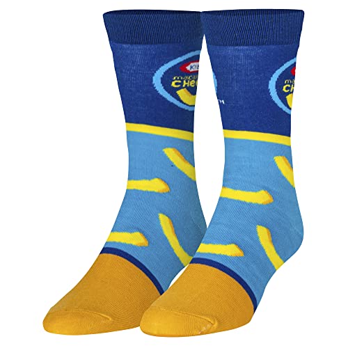 Crazy Socks - Kraft Macaroni & Cheese Crew Socks - Licensed Cheesy Socks - Size Large for Men & Women- Fun Novelty Snack Food Merch - Cozy Daily Wear - Colorful Mac and Cheese Holiday & Birthday Gift
